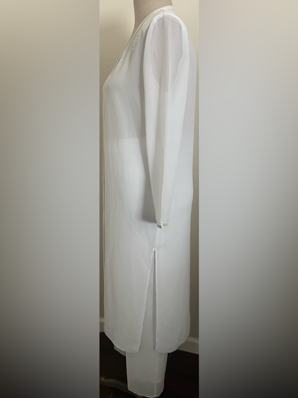 Long Sheer Duster with Rhinestone And Pants - Picture 6 of 15